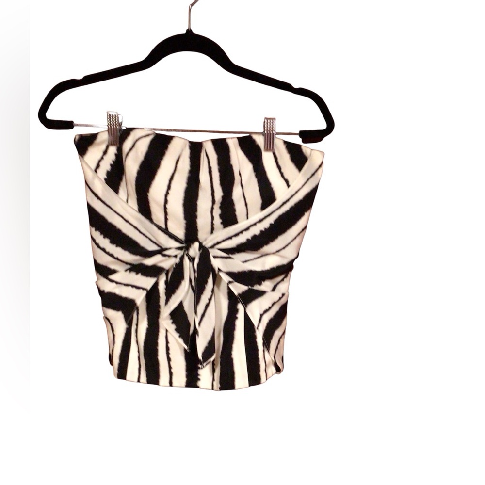 White House Black Market Black and White Strapless Top